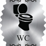 پلاک سرویس بهداشتی WC مولتیاستایل طرح توالت فرنگی نقرهای