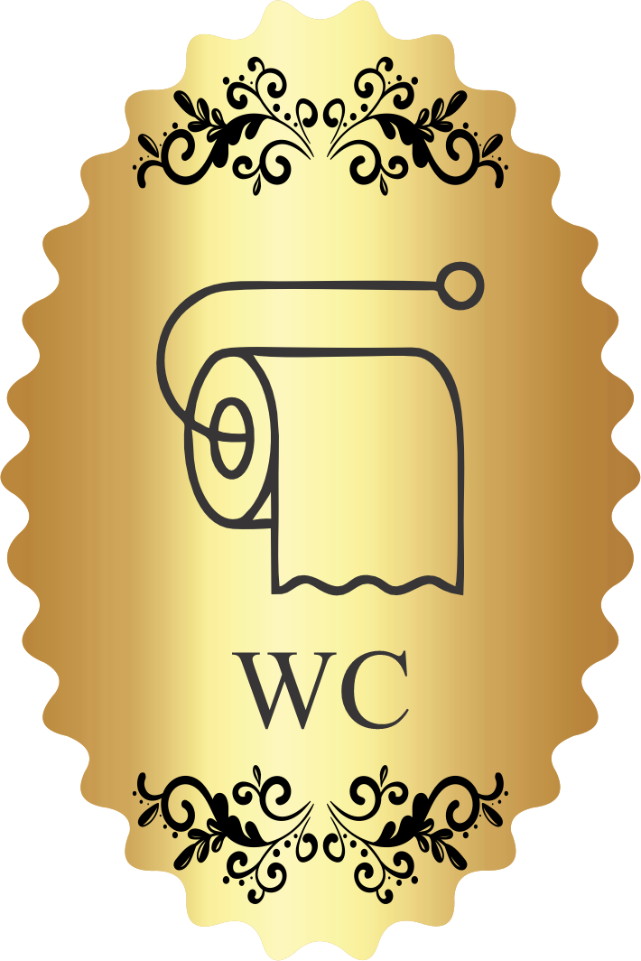 پلاک سرویس بهداشتی WC مولتی‌استایل طرح دستمال طلایی