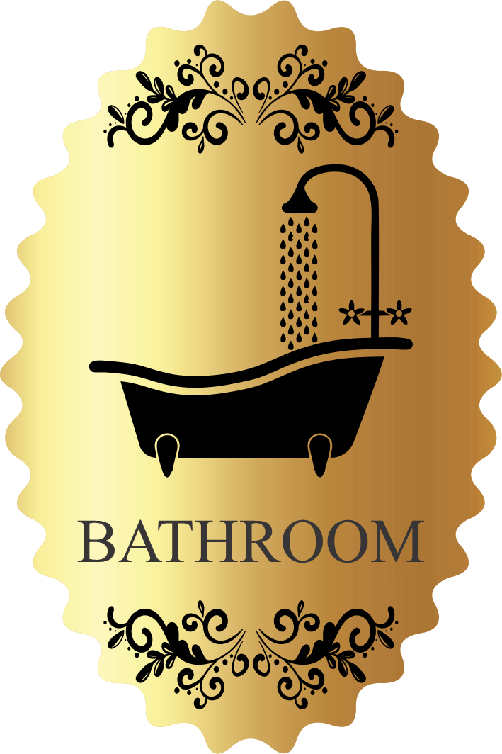 پلاک حمام BATHROOM مولتی‌استایل طرح وان طلایی