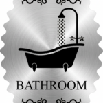 پلاک حمام BATHROOM مولتیاستایل طرح وان نقرهای