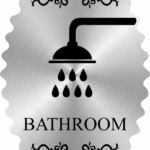 پلاک حمام BATHROOM مولتیاستایل طرح دوش نقرهای