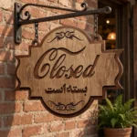 تابلو یک‌طرفه CLOSED بسته است MDF دولایه؛ پایه دیواری همراه محصول نیست