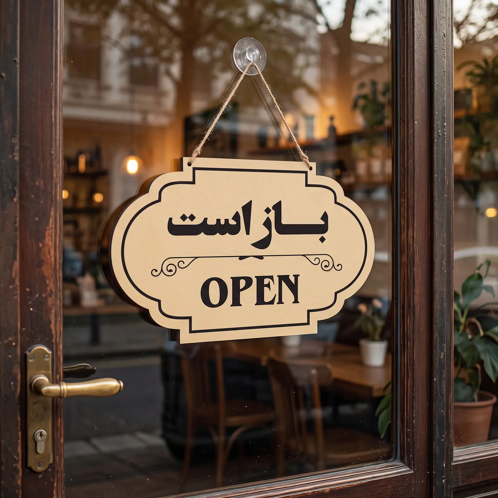تابلو آویز OPEN باز است مولتی‌استایل طلایی